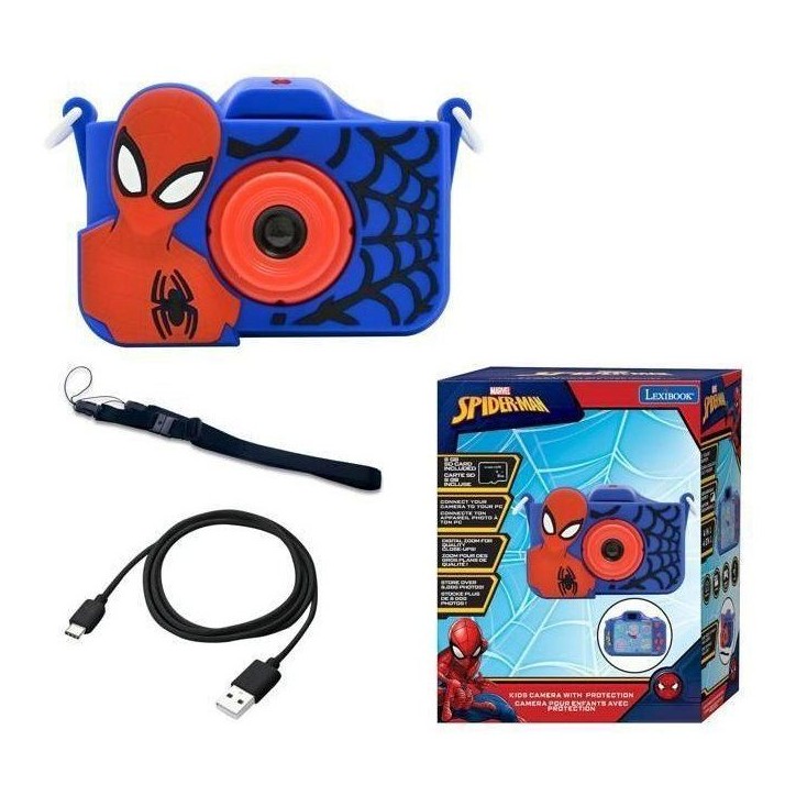 LEXIBOOK - Appareil photo pour enfant avec protection - 4 en 1 - Spiderman - Carte mémoire incluse LEXIBOOK - Appareil photo pour enfant avec protection - 4 en 1 - Spiderman - Carte mémoire incluse