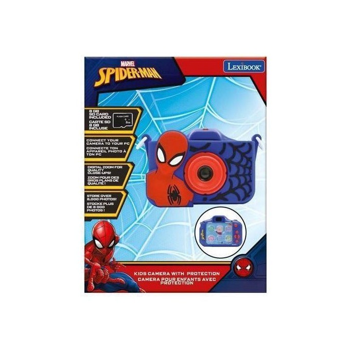 LEXIBOOK - Appareil photo pour enfant avec protection - 4 en 1 - Spiderman - Carte mémoire incluse LEXIBOOK - Appareil photo pour enfant avec protection - 4 en 1 - Spiderman - Carte mémoire incluse