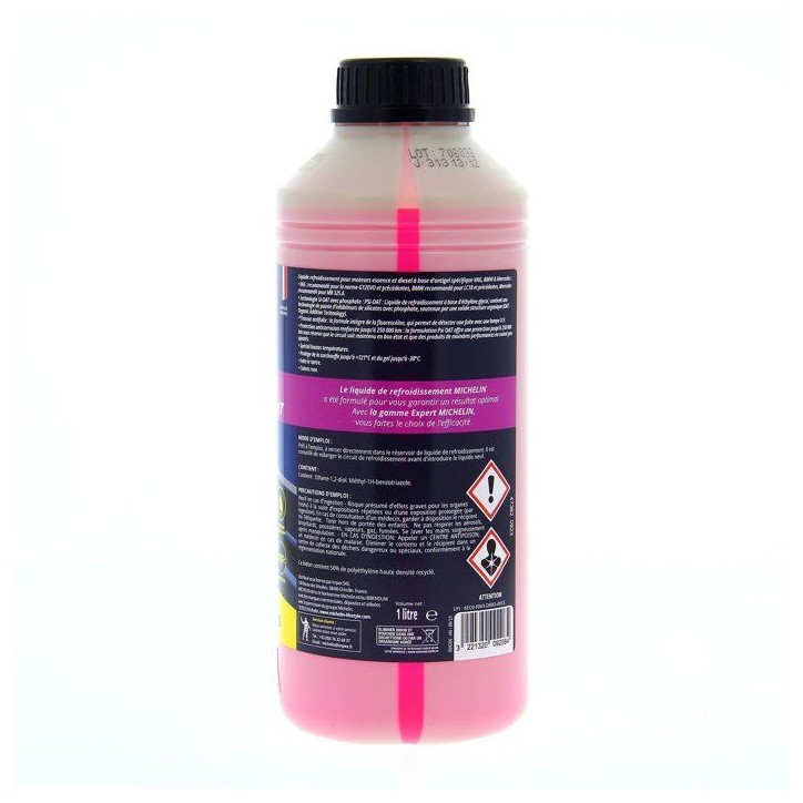 Liquide de refroidissement- MICHELIN - Rose - Adapté aux normes VAG BMW MERCEDES - 1L