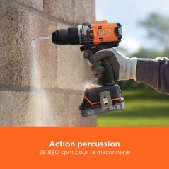 Perceuse Visseuse a Percussion - BLACK+DECKER - BLD683XN-XJ - 18V - É