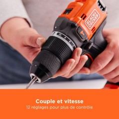 Perceuse Visseuse a Percussion - BLACK+DECKER - BLD683XN-XJ - 18V - É