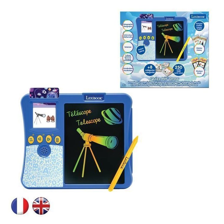 Imagier interactif - LEXIBOOK - Bilingue - 200 cartes éducatives - Tablette a dessin - Apprentissage ludique