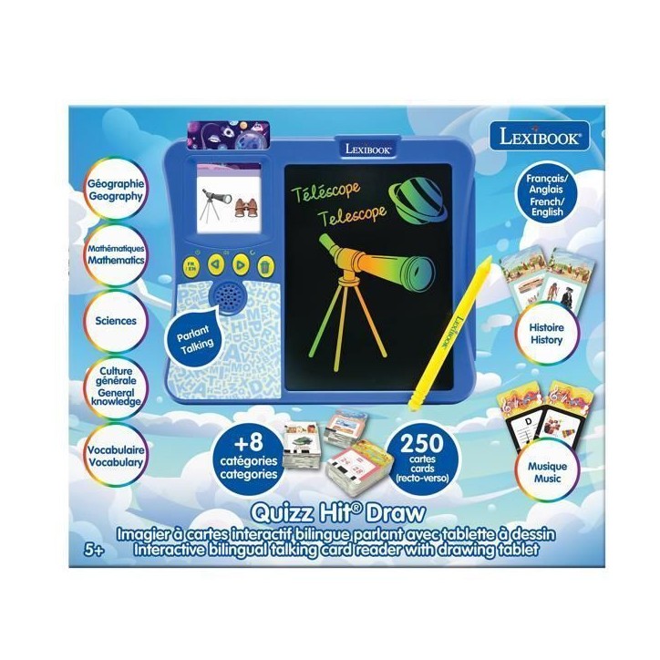 Imagier interactif - LEXIBOOK - Bilingue - 200 cartes éducatives - Tablette a dessin - Apprentissage ludique