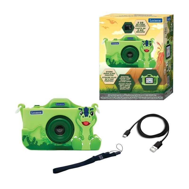 LEXIBOOK - Appareil photo pour enfant avec protection - 4 en 1 -Dino -