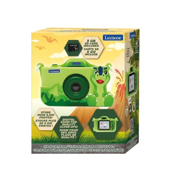 LEXIBOOK - Appareil photo pour enfant avec protection - 4 en 1 -Dino - Carte mémoire incluse LEXIBOOK - Appareil photo pour enfant avec protection - 4 en 1 -Dino - Carte mémoire incluse