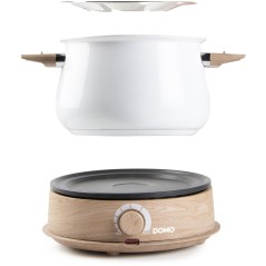 Appareil a fondue - DOMO - DO736F - 1500 W - 2 L - 8 personnes - Blanc/Bois