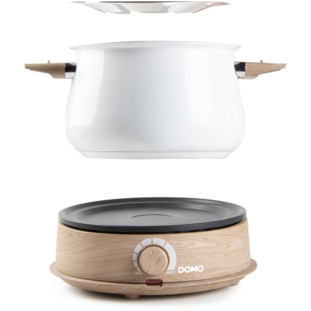 Appareil a fondue - DOMO - DO736F - 1500 W - 2 L - 8 personnes - Blanc/Bois