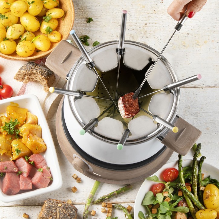 Appareil a fondue - DOMO - DO736F - 1500 W - 2 L - 8 personnes - Blanc/Bois Appareil a fondue - DOMO - DO736F - 1500 W - 2 L - 8 personnes - Blanc/Bois
