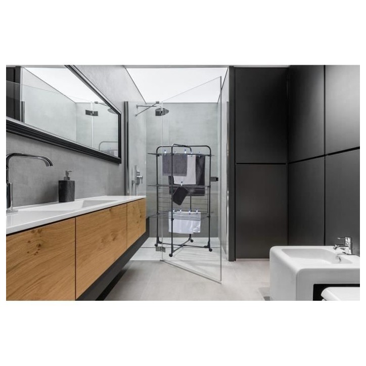 Séchoir a linge - Leifheit - 270 Classic Black - Etendoir a linge avec 27 m d'étendage - Grilles rabattables - Tour 3 niveaux Séchoir a linge - Leifheit - 270 Classic Black - Etendoir a linge avec 27 m d'étendage - Grilles rabattables - Tour 3 niveaux