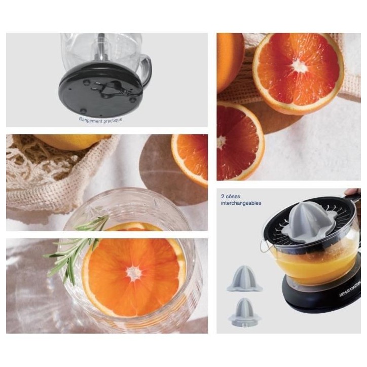 Presse-agrumes électrique - ARTHUR MARTIN - AMPA07 - 700 ml - 2 cônes - Bec verseur Presse-agrumes électrique - ARTHUR MARTIN - AMPA07 - 700 ml - 2 cônes - Bec verseur