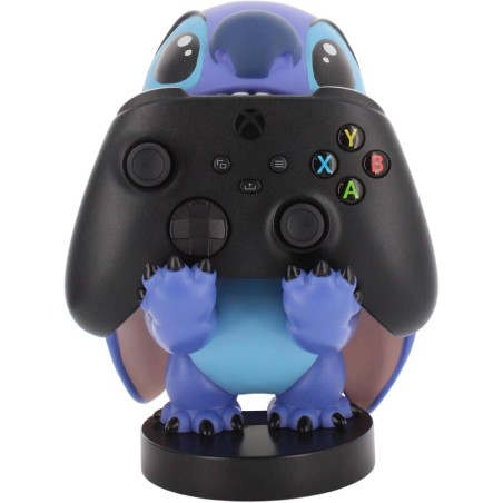 Figurine Disney Stitch Sourire - EXQUISITE GAMING - Cable Guys - Support écouteurs, smartphone ou petit accessoire - 20 cm