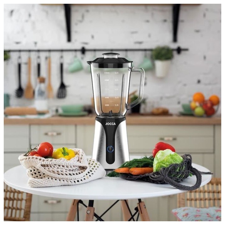 Mixeur - JOCCA - 350 W - Bol en verre 1 L - Bouteille 600 ml - Noir Mixeur - JOCCA - 350 W - Bol en verre 1 L - Bouteille 600 ml - Noir