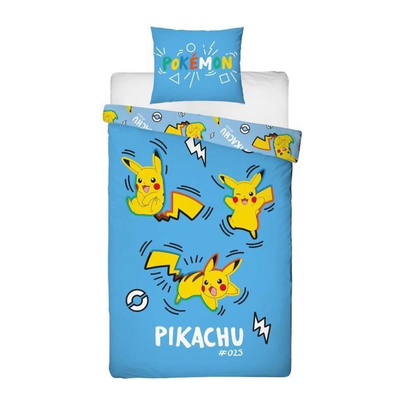 Parure de lit - POKEMON - Pikachu dans tous ses états - Microfibre -