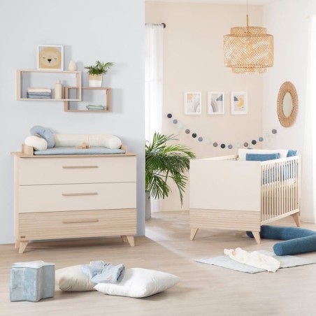 Chambre bébé duo : Lit évolutif 70 x 140 cm + Commode a langer - SI