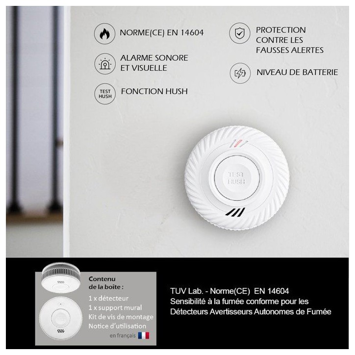 Détecteur de fumée - KYF - Wifi - CE - Pile 10 ans scellée Détecteur de fumée - KYF - Wifi - CE - Pile 10 ans scellée