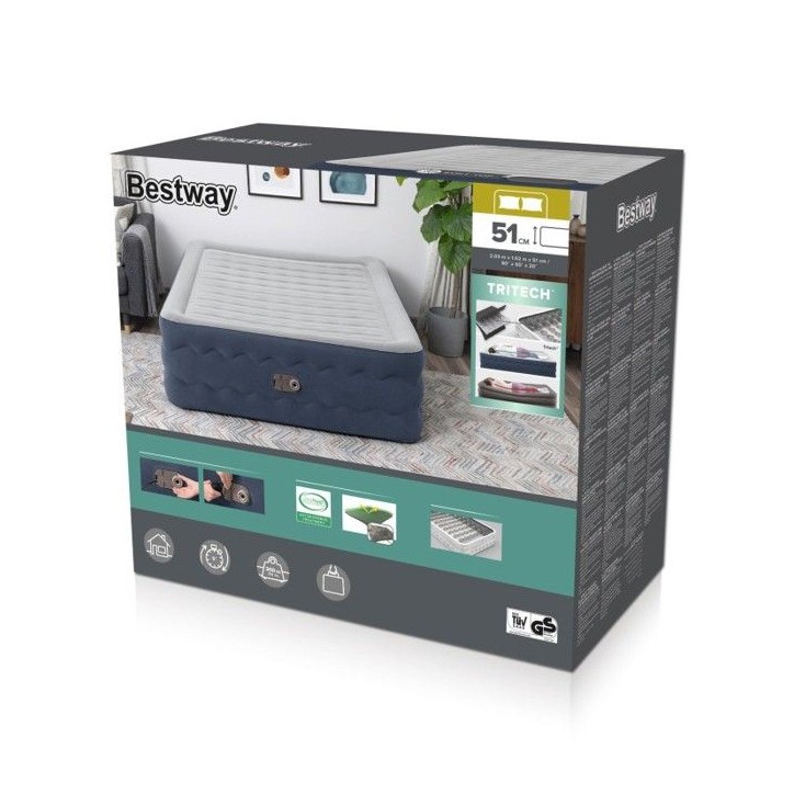 BESTWAY Bestway Lit gonflable 2 places TruLeisure pompe électrique intégrée 203x152x51cm BESTWAY Bestway Lit gonflable 2 places TruLeisure pompe électrique intégrée 203x152x51cm