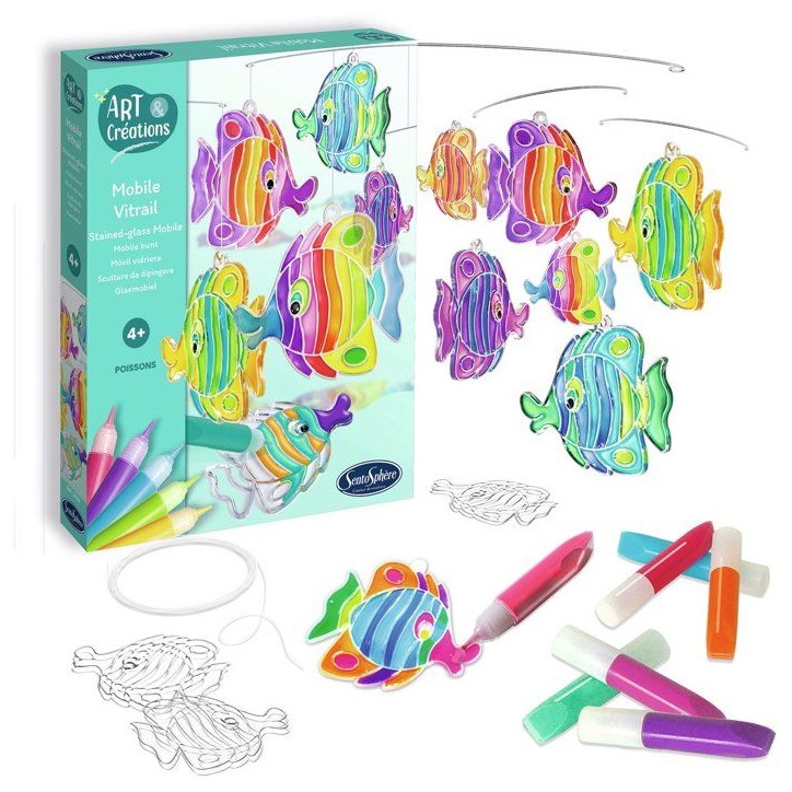 Art & Créations Mobile Vitrail - SENTOSPHERE - Poissons - Activité Créative facile et utile pour décoration - Des 4 ans Art & Créations Mobile Vitrail - SENTOSPHERE - Poissons - Activité Créative facile et utile pour décoration - Des 4 ans