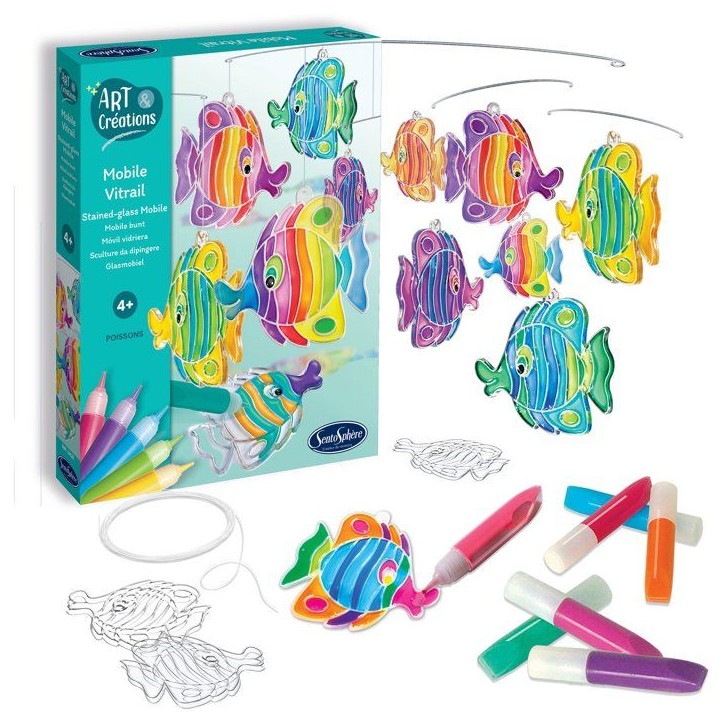 Art & Créations Mobile Vitrail - SENTOSPHERE - Poissons - Activité Créative facile et utile pour décoration - Des 4 ans Art & Créations Mobile Vitrail - SENTOSPHERE - Poissons - Activité Créative facile et utile pour décoration - Des 4 ans