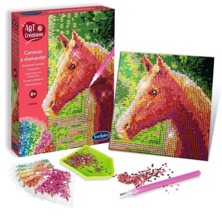 Création a base de mini strass - SENTOSPHERE - Art & Créations - Canevas a Diamanter - Cheval - Des 8 ans