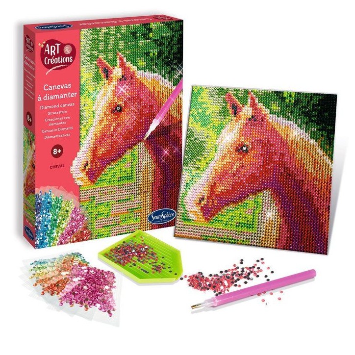 Création a base de mini strass - SENTOSPHERE - Art & Créations - Canevas a Diamanter - Cheval - Des 8 ans Création a base de mini strass - SENTOSPHERE - Art & Créations - Canevas a Diamanter - Cheval - Des 8 ans