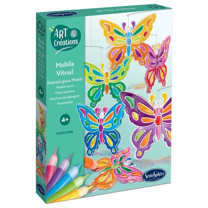 Art & Créations Mobile Vitrail - SENTOSPHERE - Papillons - Activité Créative facile et utile pour décoration - Des 4 ans Art & Créations Mobile Vitrail - SENTOSPHERE - Papillons - Activité Créative facile et utile pour décoration - Des 4 ans