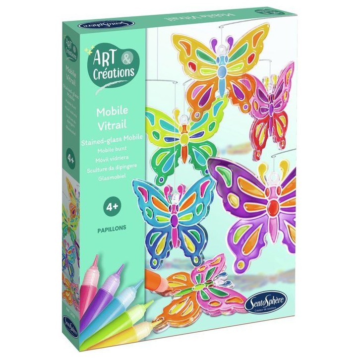 Art & Créations Mobile Vitrail - SENTOSPHERE - Papillons - Activité Créative facile et utile pour décoration - Des 4 ans Art & Créations Mobile Vitrail - SENTOSPHERE - Papillons - Activité Créative facile et utile pour décoration - Des 4 ans