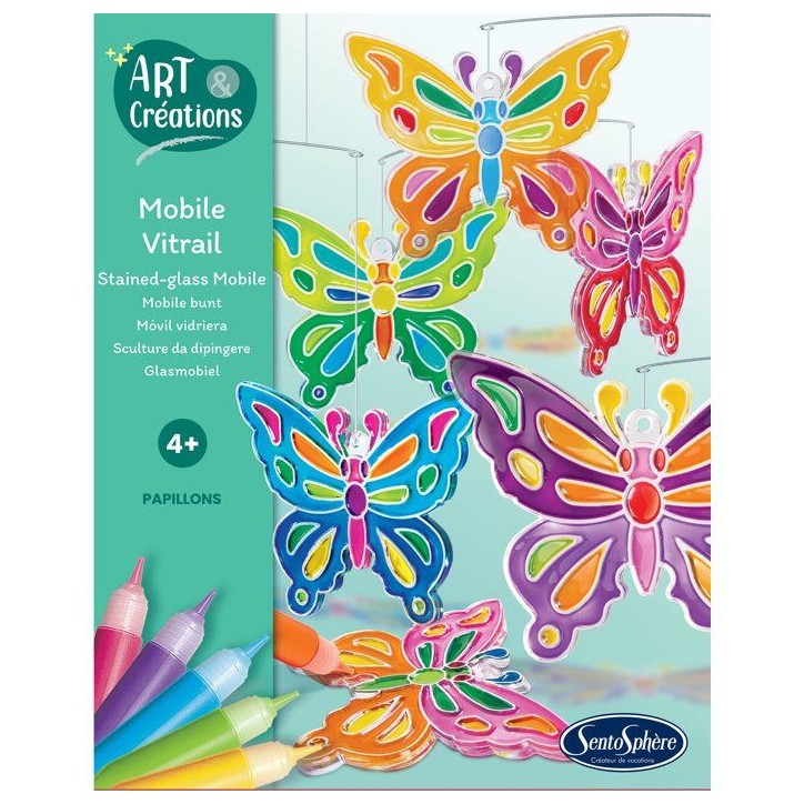 Art & Créations Mobile Vitrail - SENTOSPHERE - Papillons - Activité Créative facile et utile pour décoration - Des 4 ans Art & Créations Mobile Vitrail - SENTOSPHERE - Papillons - Activité Créative facile et utile pour décoration - Des 4 ans