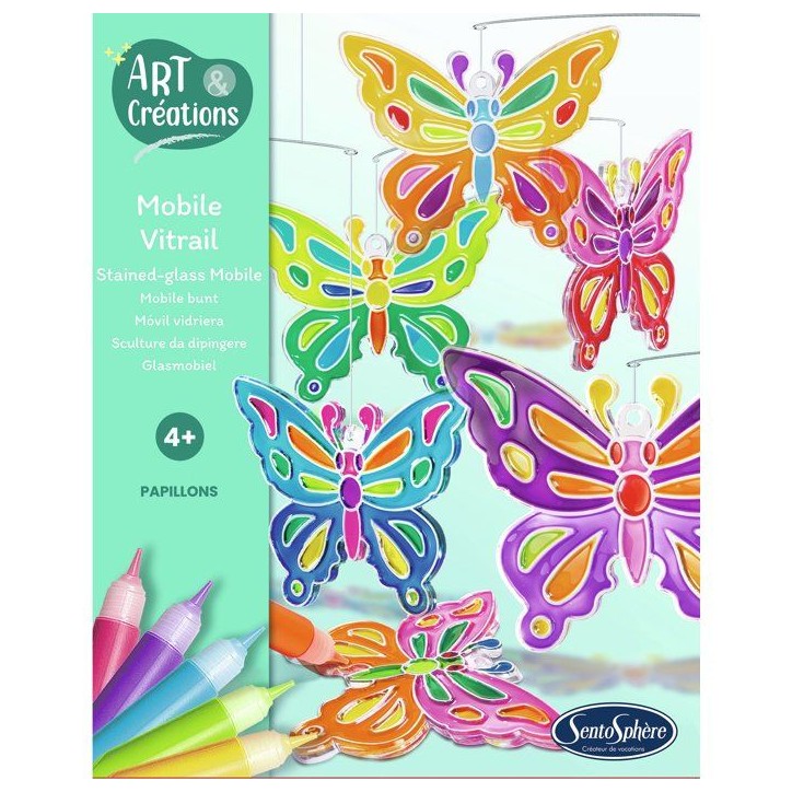 Art & Créations Mobile Vitrail - SENTOSPHERE - Papillons - Activité Créative facile et utile pour décoration - Des 4 ans Art & Créations Mobile Vitrail - SENTOSPHERE - Papillons - Activité Créative facile et utile pour décoration - Des 4 ans
