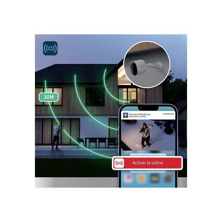 Caméra de sécurité connectée - ARLO - Pro 5 2K+ - Vision nocturne couleur - 4 caméras - Wi-Fi double bande Caméra de sécurité connectée - ARLO - Pro 5 2K+ - Vision nocturne couleur - 4 caméras - Wi-Fi double bande