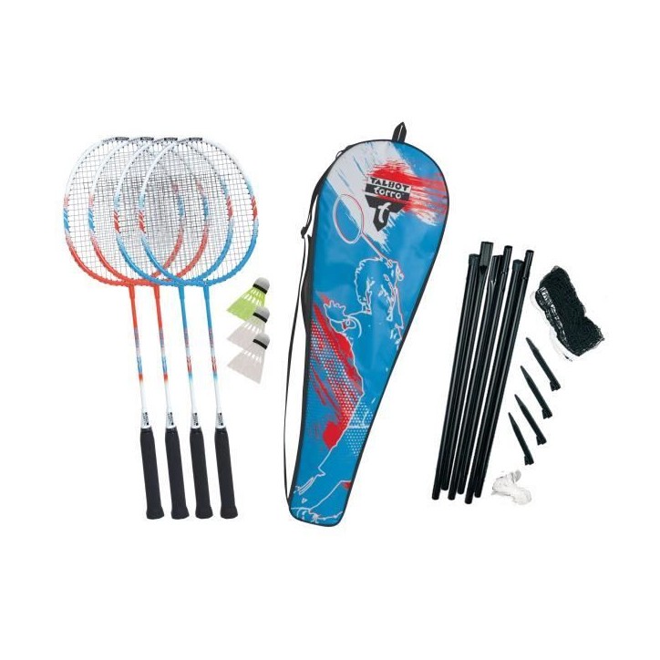 Set de badminton - TALBOT TORRO - 4 Fighter - 4 raquettes - Cordage multifilament avec oeillets - 3 volants synthétiques Set de badminton - TALBOT TORRO - 4 Fighter - 4 raquettes - Cordage multifilament avec oeillets - 3 volants synthétiques
