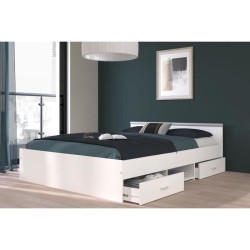 ZODIAC Lit adulte 140x190 cm - 2 tiroirs et 1 niche - Contemporain - B
