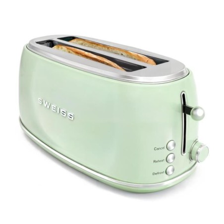 Grille-pain vintage - SWEISS - GRV7 - 2 fentes - 1500 W - Vert