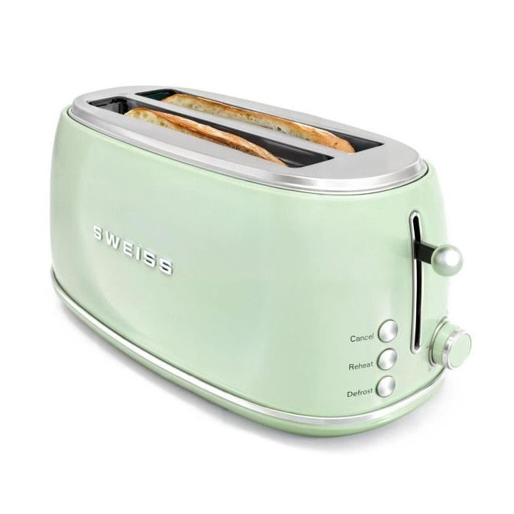 Grille-pain vintage - SWEISS - GRV7 - 2 fentes - 1500 W - Vert Grille-pain vintage - SWEISS - GRV7 - 2 fentes - 1500 W - Vert