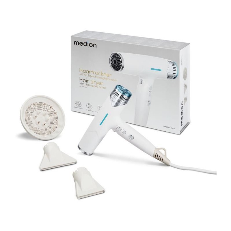 Seche-cheveux - MEDION - MD19984 - 1500 W - 3 vitesses - 105°C - Blan