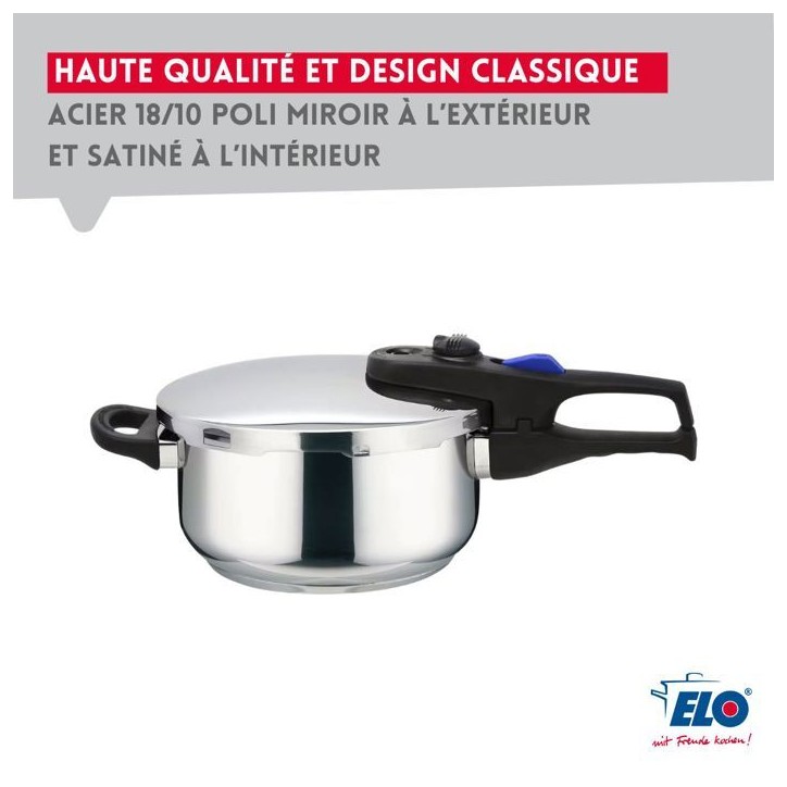 Autocuiseur vapeur - FACKELMANN - Elo Praktika - Acier inoxydable 18/10 - 22 cm - 4 litres Autocuiseur vapeur - FACKELMANN - Elo Praktika - Acier inoxydable 18/10 - 22 cm - 4 litres