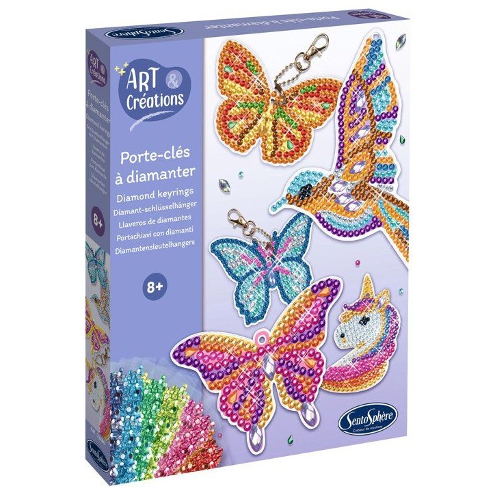 Porte-Clés a diamanter - SENTOSPHERE - Art & Créations - 5 supports - Strass Multicolores - 5 attaches - Des 8 ans Porte-Clés a diamanter - SENTOSPHERE - Art & Créations - 5 supports - Strass Multicolores - 5 attaches - Des 8 ans