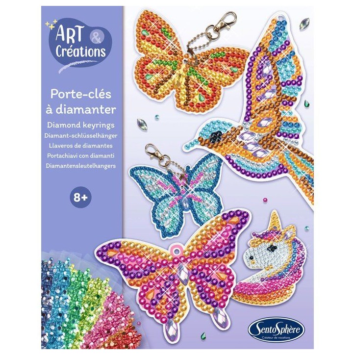 Porte-Clés a diamanter - SENTOSPHERE - Art & Créations - 5 supports - Strass Multicolores - 5 attaches - Des 8 ans Porte-Clés a diamanter - SENTOSPHERE - Art & Créations - 5 supports - Strass Multicolores - 5 attaches - Des 8 ans