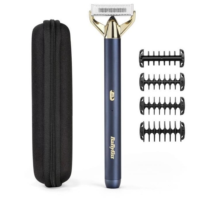 Tondeuse a barbe et rasoir - BABYLISS - X-Blade Super-X Metal - Sans fil - Autonomie 45 min - 4 sabots - Edition or & bleu marin Tondeuse a barbe et rasoir - BABYLISS - X-Blade Super-X Metal - Sans fil - Autonomie 45 min - 4 sabots - Edition or & bleu marin