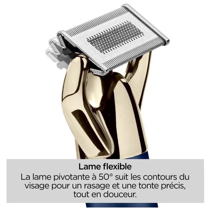 Tondeuse a barbe et rasoir - BABYLISS - X-Blade Super-X Metal - Sans fil - Autonomie 45 min - 4 sabots - Edition or & bleu marin Tondeuse a barbe et rasoir - BABYLISS - X-Blade Super-X Metal - Sans fil - Autonomie 45 min - 4 sabots - Edition or & bleu marin