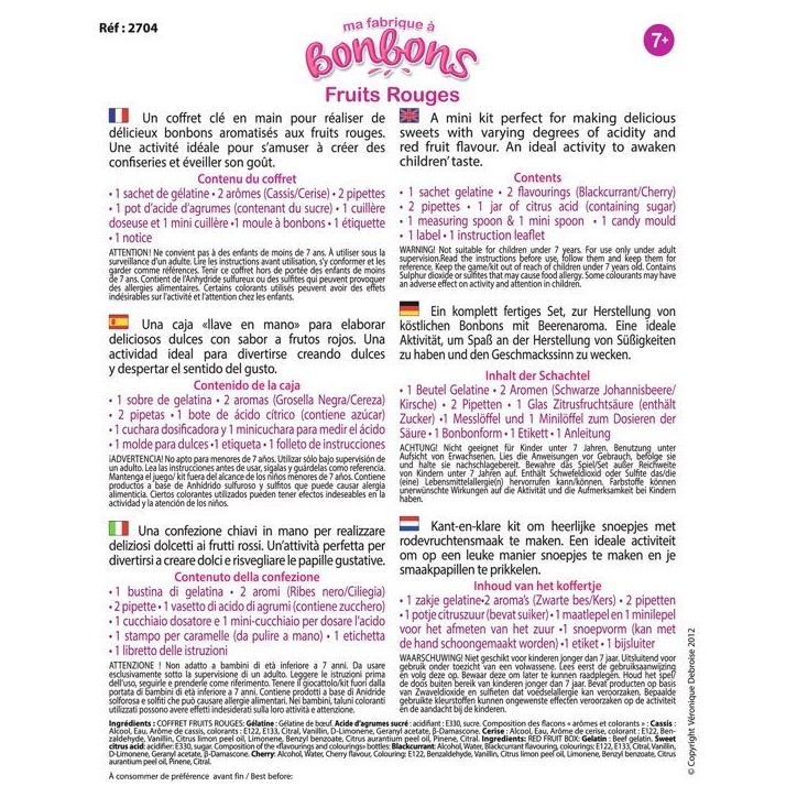 Kit créatif alimentaire - SENTOSPHERE - Mini Fabrique a bonbons - Fruits rouges - Des 7 ans Kit créatif alimentaire - SENTOSPHERE - Mini Fabrique a bonbons - Fruits rouges - Des 7 ans