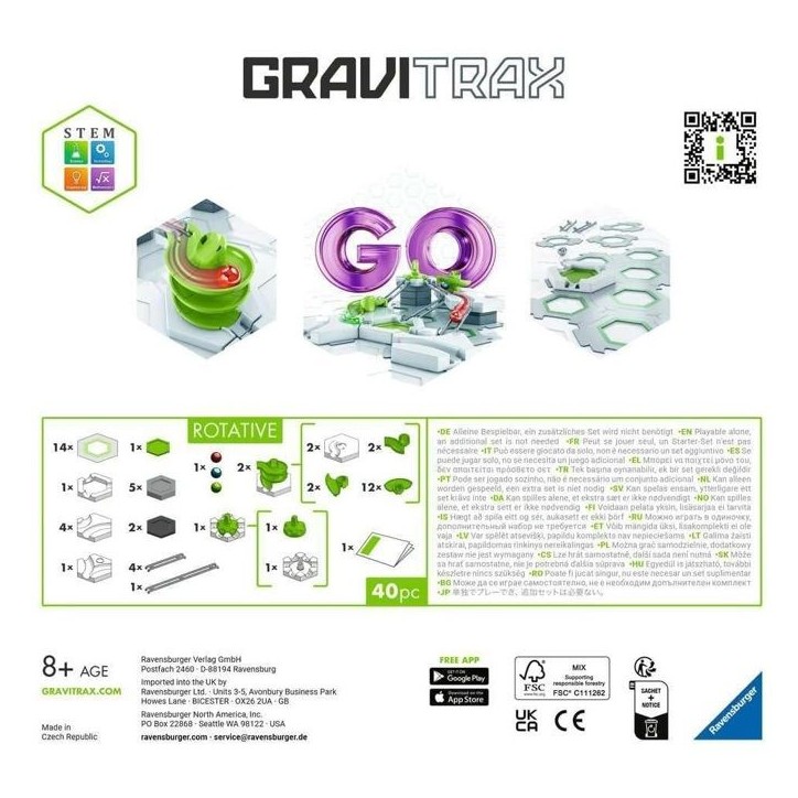 Jeu de construction - Ravensburger - Gravitrax - GO Rotative - 40 pieces - Pour enfants de 8 ans et plus Jeu de construction - Ravensburger - Gravitrax - GO Rotative - 40 pieces - Pour enfants de 8 ans et plus