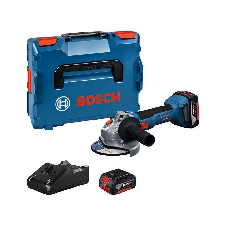 Meuleuses angulaires 125 mm - GWS 18V-8 - BOSCH - avec 2 Batteries 18V 4.0Ah - chargeur - L-Boxx - 06019N9002