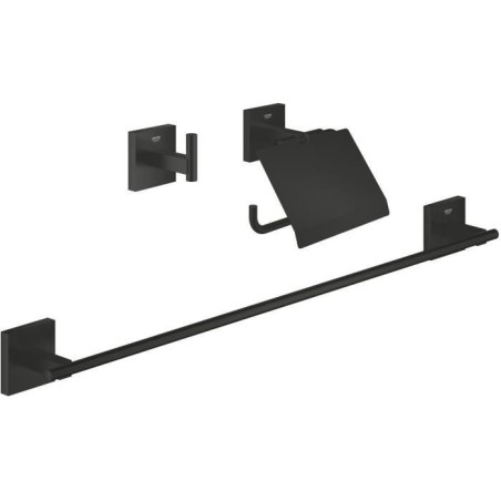 Set d'accessoires 3 en 1 - GROHE - 411242430 - Noir mat - Métal - Dou