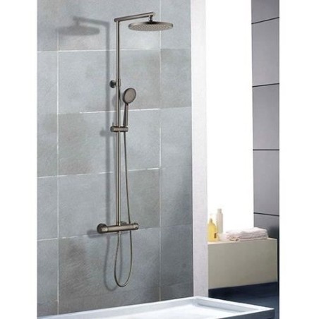 Colonne de douche thermostatique - EDOUARD ROUSSEAU - Grafito - Tete de douche orientable Ø 250 mm - Gris
