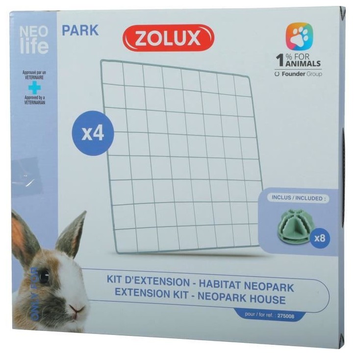 Kit extension pour enclos modulable - ZOLUX - Neo Park - Lapin - 4 grilles Kit extension pour enclos modulable - ZOLUX - Neo Park - Lapin - 4 grilles