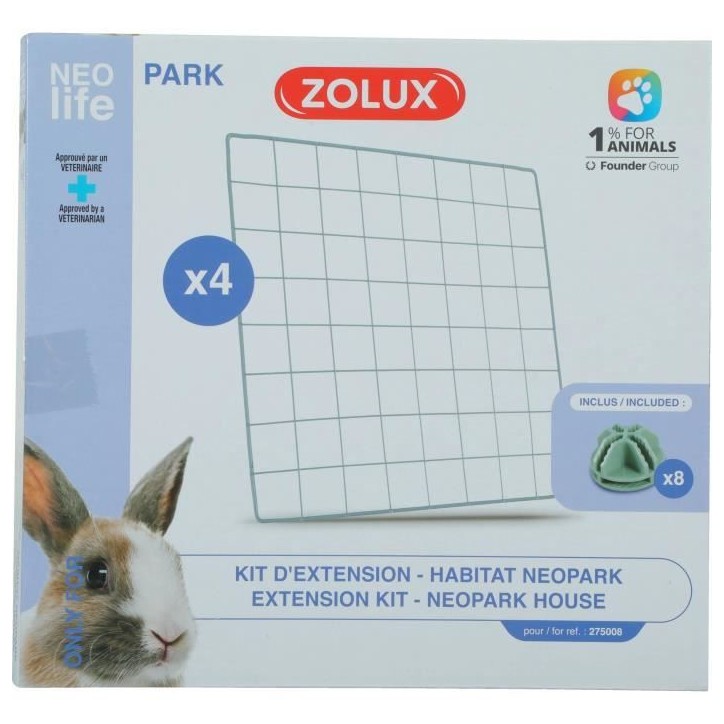 Kit extension pour enclos modulable - ZOLUX - Neo Park - Lapin - 4 grilles Kit extension pour enclos modulable - ZOLUX - Neo Park - Lapin - 4 grilles