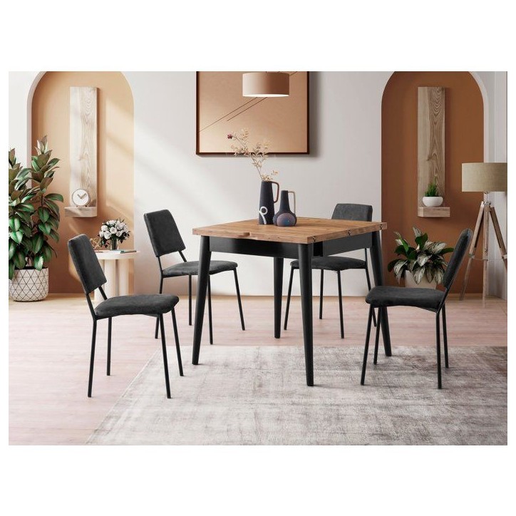 Table a manger - TOTEM - Extensible - Carré - 4 personnes - 80 x 75 x 80 cm - Pin atlantique Table a manger - TOTEM - Extensible - Carré - 4 personnes - 80 x 75 x 80 cm - Pin atlantique