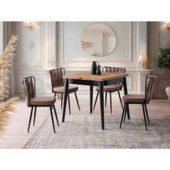 Table a manger - TOTEM - Extensible - Carré - 4 personnes - 80 x 75 x