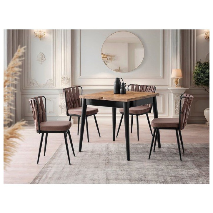 Table a manger - TOTEM - Extensible - Carré - 4 personnes - 80 x 75 x 80 cm - Pin atlantique Table a manger - TOTEM - Extensible - Carré - 4 personnes - 80 x 75 x 80 cm - Pin atlantique