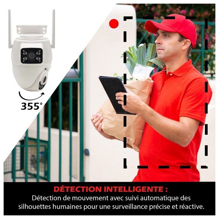 Caméra extérieure connectée - KYF - Wifi - Rotative PT- Doubles capteurs 2 x 3MP Caméra extérieure connectée - KYF - Wifi - Rotative PT- Doubles capteurs 2 x 3MP